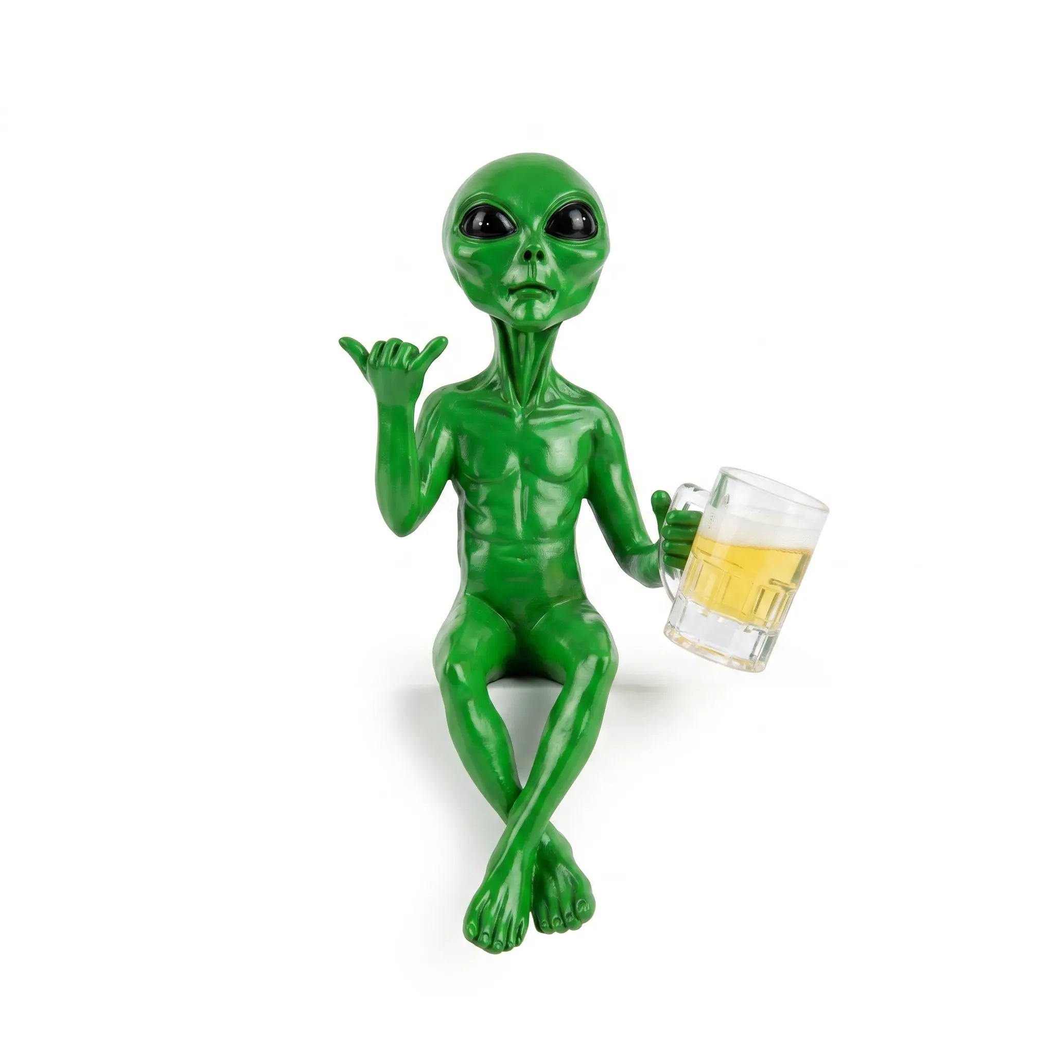 Glossy Waterproof Resin Alien Design Beer Drinking Collectible Figurine - 1 Box Outer Space Decorative Home Decor Statue, Book Nook Figurine, Ideal Gift for Sci-Fi Fans, Prismatic Premium Ornament