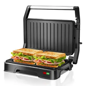 KEINVE Panini Press Grill & Sandwich Maker - 2-Slice, 180° Adjustable Hinge, Non-Stick Aluminum Plates for Paninis, Quesadillas, Waffles & More, Easy to Clean, 850W Electric Griddle, Perfect for Kitchen