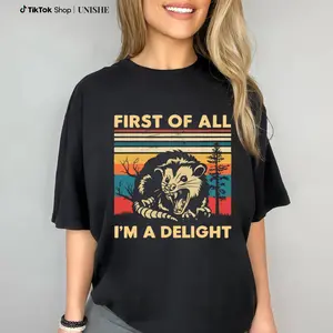Sarcastic Opossum Tee – Vintage "First Of All I'm A Delight" Graphic Shirt