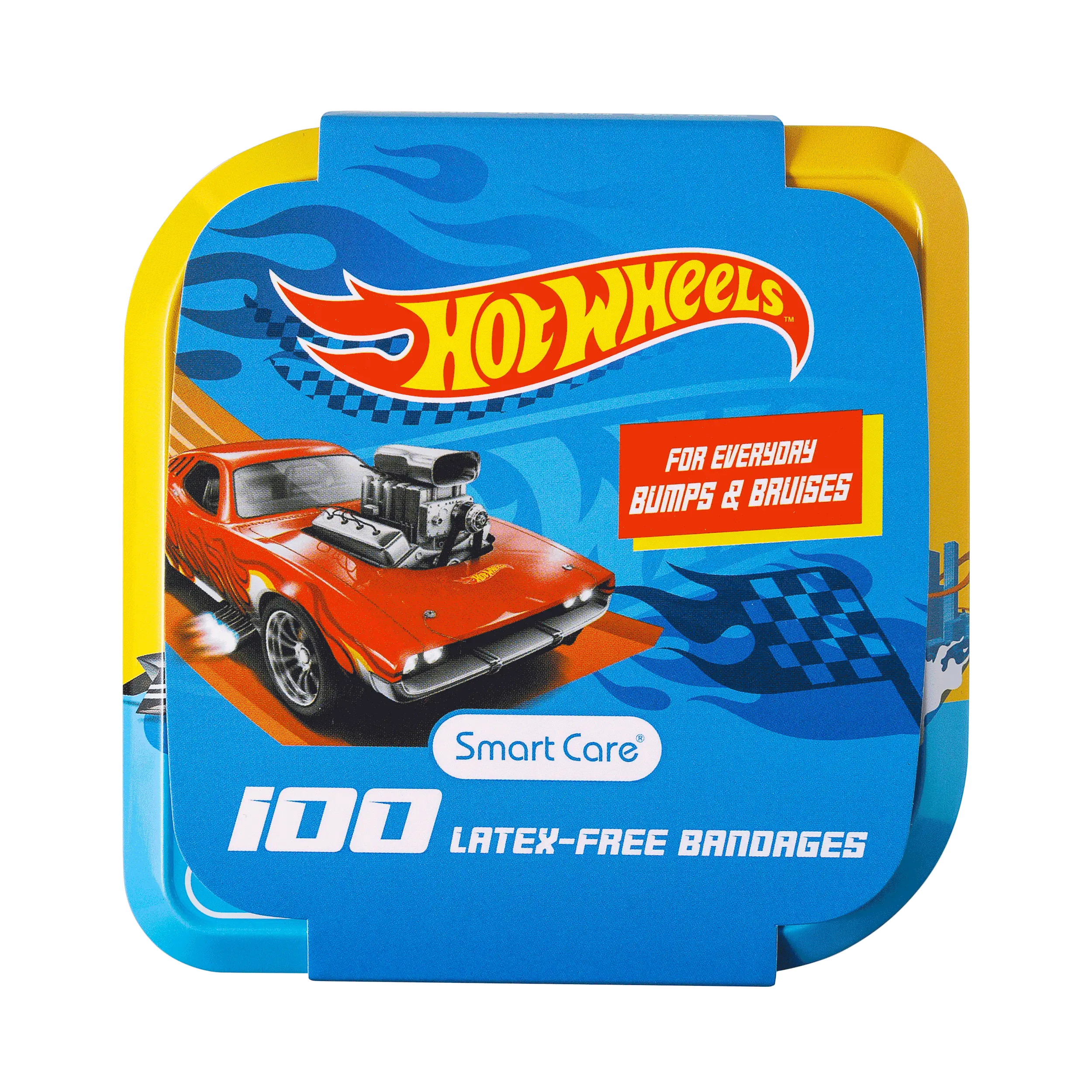 Smart Care Hot Wheels Latex-Free Bandages with Reusable Storage Tin, 100CT