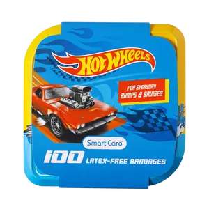 Smart Care Hot Wheels Latex-Free Bandages with Reusable Storage Tin, 100CT