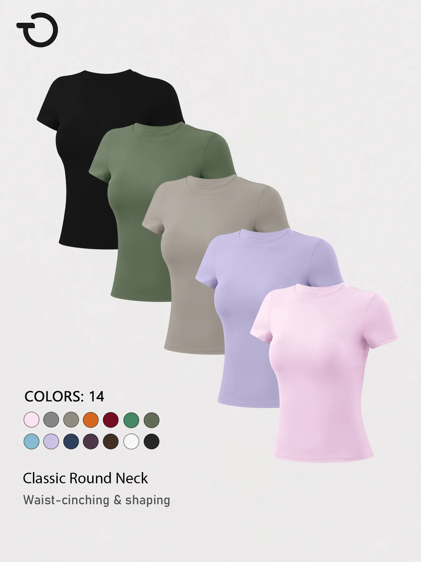 TIMEOFF Women's Fitted T Shirt, Classic Round NeckStretchy Slim Fit Top with Waist-Cinching Shaping Design forComfortable Everyday Wear, Casual Outfits & ActiveLifestyle Tshirt，Slim Fit High Stretch Fabric, Soft Breathable,Ideal for Yoga and Gym Workouts