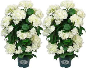 Faux Hydrangea Tree 30" Tall (2 Pack), Artificial Hydrangea Plant in Pot with White Flowers, Realistic Hydrangea Tree for Indoor Outdoor Porch, Patio, Home Decor