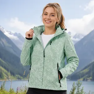 Women's Single-layer Maple Leaf Camouflage Jacket Lightweight Windproof & Waterproof Outdoor Hooded Coat for Hiking Daily Use Casual Womenswear - Piece, Everyday