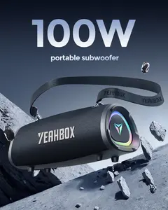 YEAHBOX 100W Max Portable Speaker - Exceptional Sound Quality with Deep Bass, Exclusive Acoustic Design, Ideal for Indoor & Outdoor Use, Bluetooth, AUX & USB Connectivity