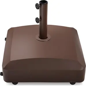Best Choice Products 123lb Capacity Fillable Mobile Umbrella Base Heavy Duty Market Stand for Patio, Deck, Poolside w/ 4 Wheels, 2 Locks, 2 Knobs, Wind-Resistant Design - Bronze
