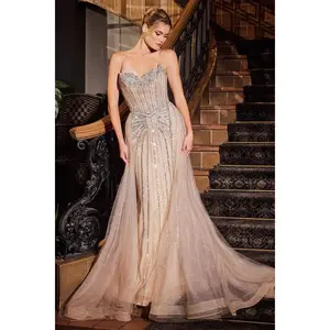 La Divine CB158  Strapless  Embellished Gown with Overskirt