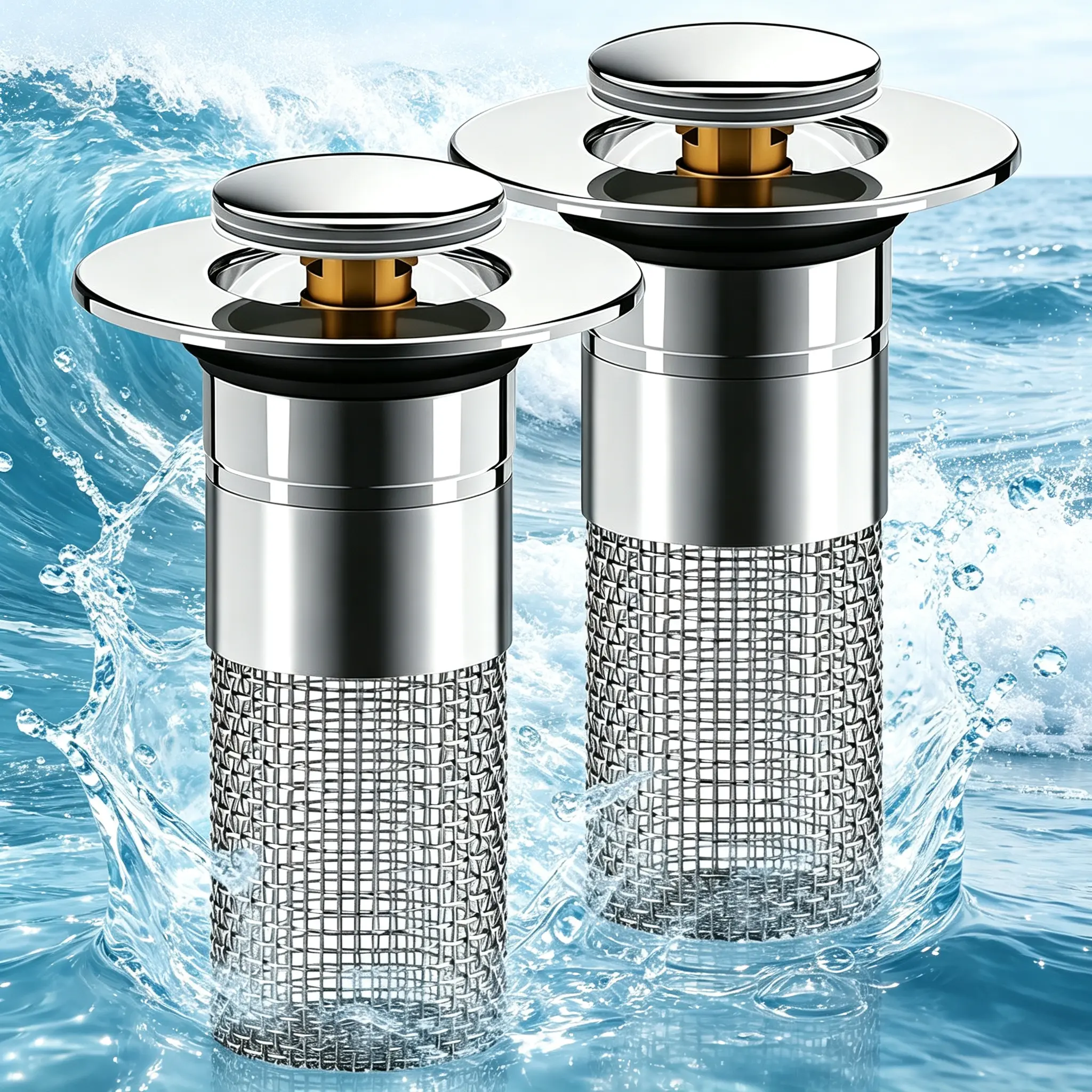 Bathroom sink drain,Pop Up Sink Drain Strain, Bathroom Sink Stopper with Removable Stainless Steel, Filter Basket Hair Catcher Hair Catcher