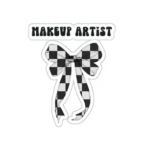 Black & White Checkered Bow Makeup Artist Sticker