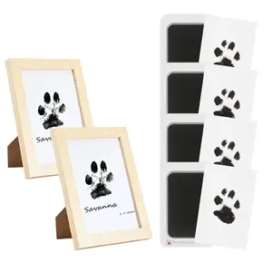 4-Pcs Paw Print Kit + 2 Photo Frames, Mess-Free Paw Print Ink Pad for Dogs & Cats,  Clean Touch Ink Pad, Dog Paw And Nose Print Kit, Keepsake Gift For Pet Dogs And Cats, Memorial Gift For Pets,Pet Paw Print Memory Keepsake imprint card