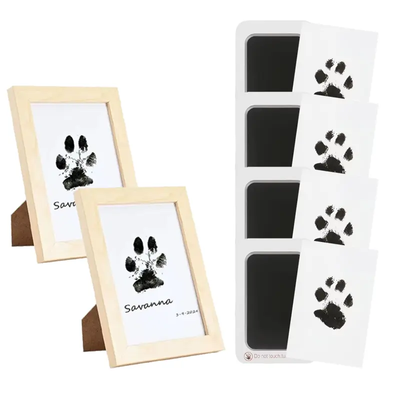 4-Pcs Paw Print Kit + 2 Photo Frames, Mess-Free Paw Print Ink Pad for Dogs & Cats,  Clean Touch Ink Pad, Dog Paw And Nose Print Kit, Keepsake Gift For Pet Dogs And Cats, Memorial Gift For Pets,Pet Paw Print Memory Keepsake imprint card SummerVibes summerv