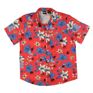 Poppy Playtime Hawaiian Shirt Boys' Tropical Print Button-Up Woven Top