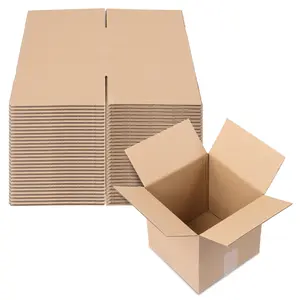 Ubesgoo 100 Corrugated Paper Boxes 4x4x4" Packaging, Moving for Home or Business，Yellow，Kraft brown