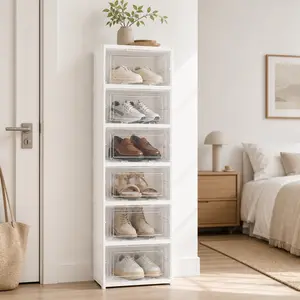 Transparent Foldable Shoe Rack 9 Tier Visible Shoe Organizer Quick Fold Unfold No Space Occupation Easy To Clean Breathable Shoe Cabinet For Entryway