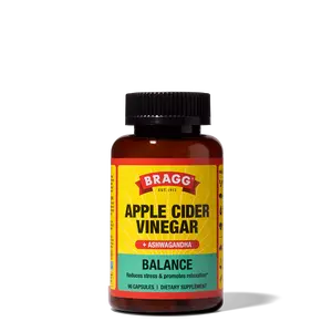 Bragg Balance Apple Cider Vinegar & Sensoril Ashwagandha Capsules 750mg Acetic Acid 90 Pills