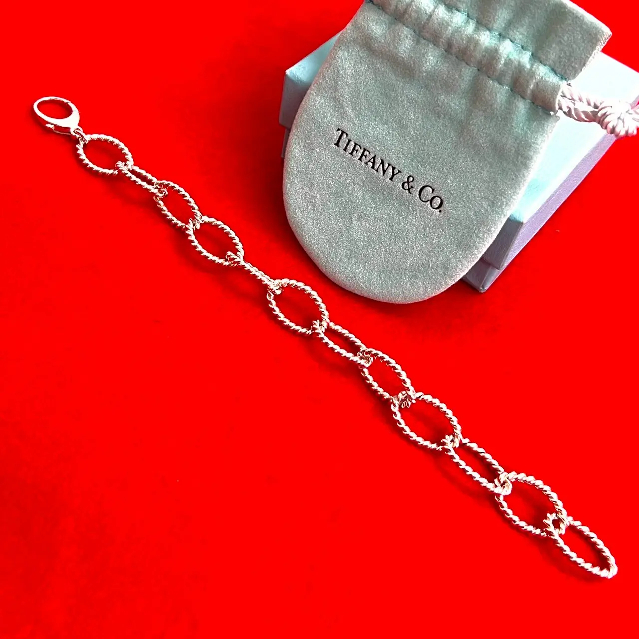 Pre-owned Tiffany & Co. Sterling Silver 925 (Ag925) Small Leather Goods Tiffany Twist Silver Bracelet