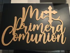 Mi primera comunion wood sign , Spanish My First Christening, 17 inch tall x 26 inch , Christening Party Unfinished Wood