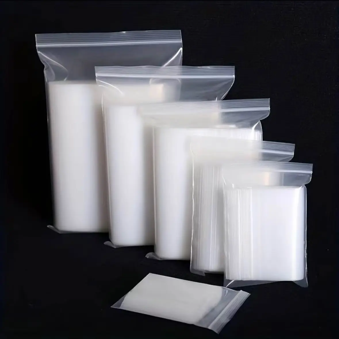 100pcs Small Ziplock Bags - Pearlescent Film Resealable Self Sealing Zipper Clear Plastic Bags for Jewelry, Cookie, Candy, Birthday Party Organiser