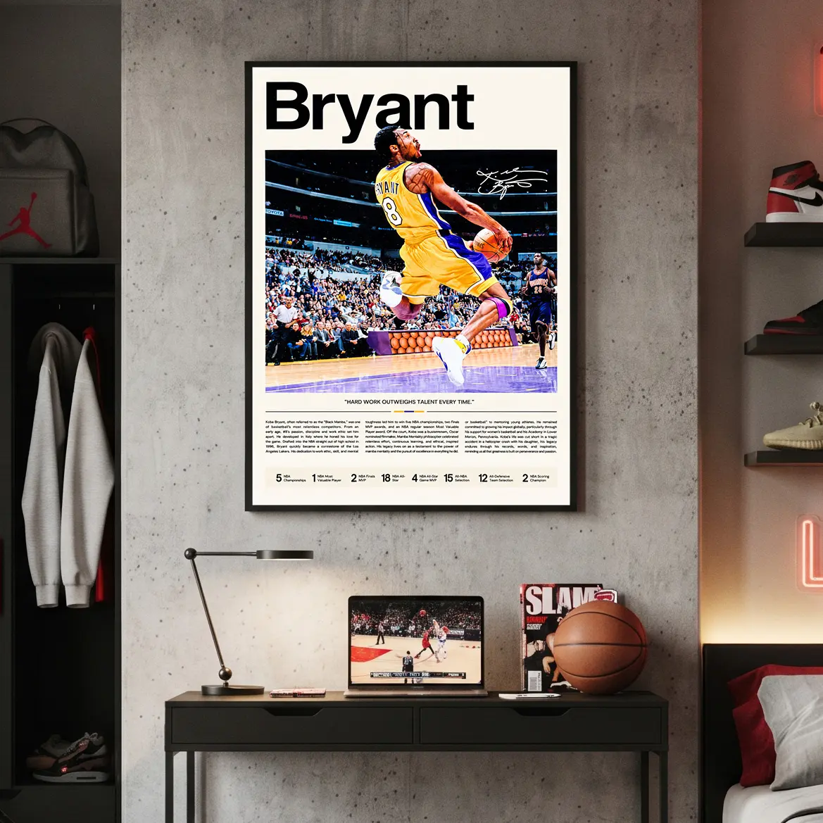 Kobe Bryant Basketball Legend Poster, Athlete Wall Art, Minimalist Bedroom Wall Decor
