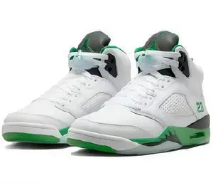 Green and white retro anti-slip and wear-resistant retro basketball shoes for men