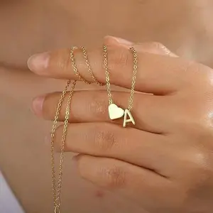 September Heart Initial Necklace for Women Teen Girls - 18K Gold Plated Letter A-Z Pendant Necklace Dainty Heart Necklaces Tiny Initial Necklaces Birthday Gifts for Women Jewelry Gift for Her