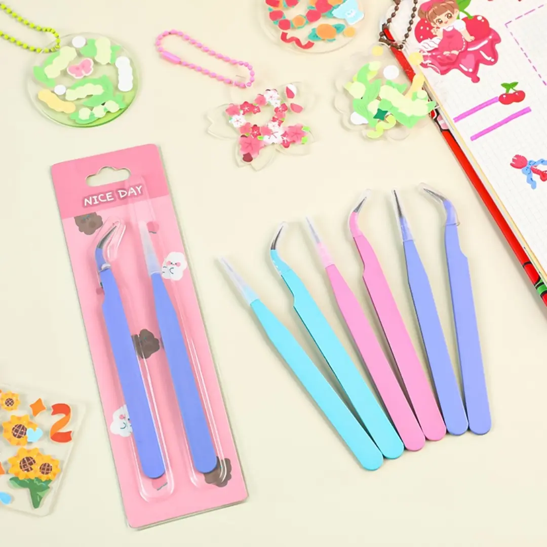 Pastel Macaron Precision Tweezers Set | Sticker Tweezers Tool for Journaling, Scrapbooking, Planner Decor, DIY Crafts & Stationery Gifts Tweezers For Crafting Tweezers Duos