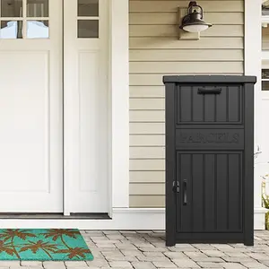 Secure Parcel Delivery Box with Anti-Theft One-Way Slot - Weatherproof Outdoor Package Drop Box for Porch/Curbside/Office, Lockable Storage Bin (24.37"×17.8"×43.7")