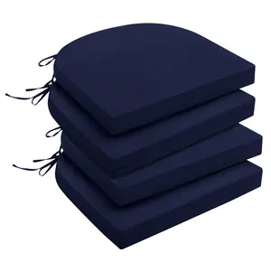 Downluxe Outdoor Chair Cushions for Patio Furniture, Water-Resistant Round Corner Patio Chair Cushions with Ties, High Density Foam Outdoor Seat Cushion, 17" X 16" X 2"