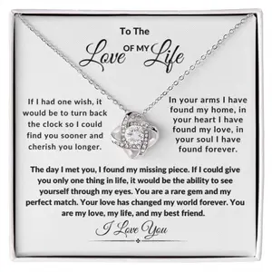 To The Love of My Life Love Knot Personalized Wife Girlfriend Message Card Necklace Gift