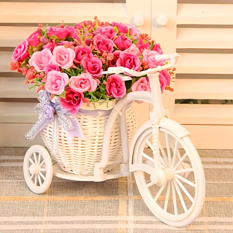 Elegant Bicycle Planter Pot, Unique Home Decor for Living Room Desk Shelf, Plastic Structure Flower Basket, Decorative Flower Pot, Supermarket Decoration, Flower Pots