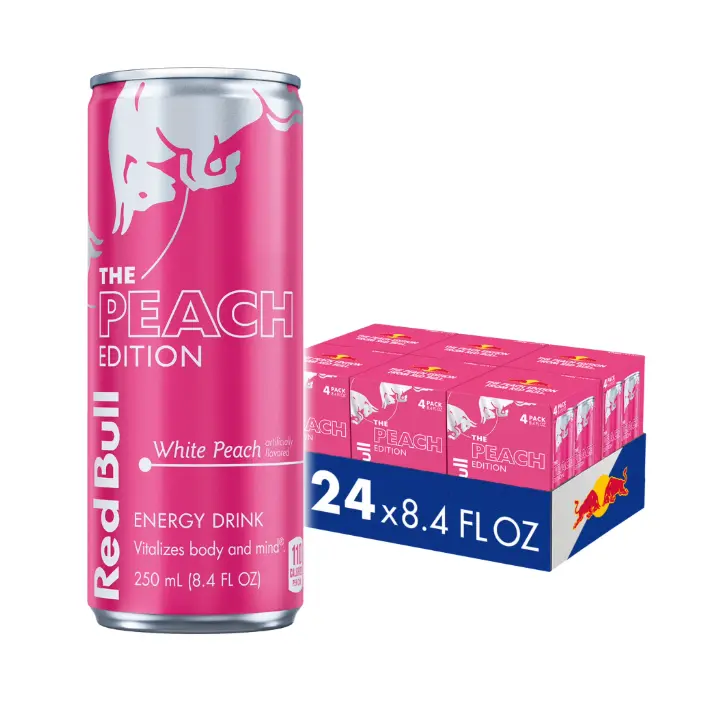 Red Bull Peach Edition Energy Drink, White Peach, 8.4 fl. oz., 6 x 4 Cans