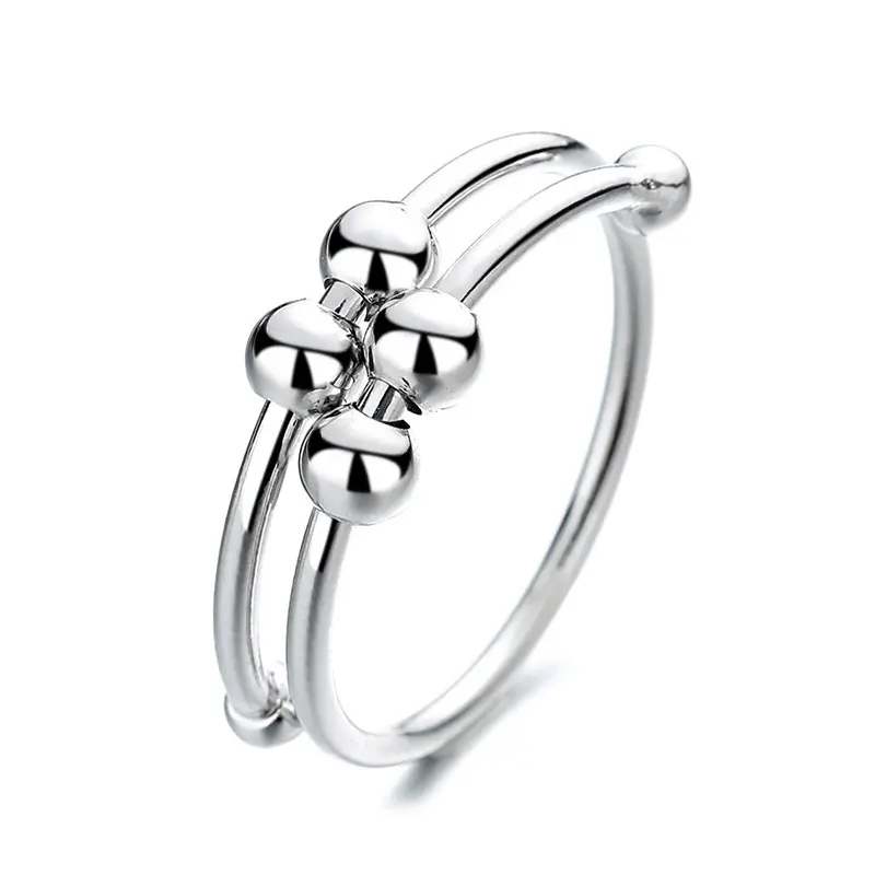 Adjustable Fidget Rings, Anxiety Relief ring, Anti-worry Bead Rings Spinner Ring Gift for Women Men Mom Daughter