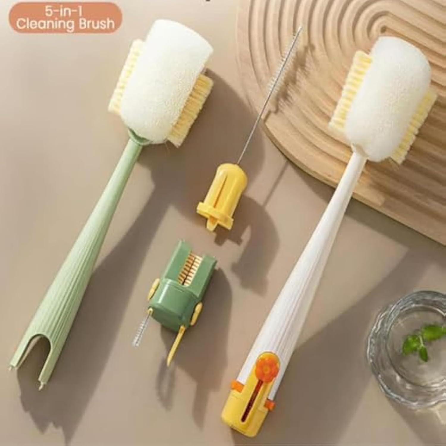 Multifunctional 5-in-1 Bottle Brush Bottlewasher – Great for Cleaning Cup Lids & Home Kitchen Chores