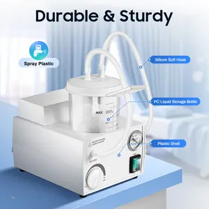 Portable Phlegm Suction Unit Medical Aspirator Machine for Home Use 110V High Power Sputum Extractor with Adjustable Negative Pressure Quiet Operation for Elderly Patients Care Dental Oral Irrigator Dental Cleaner White