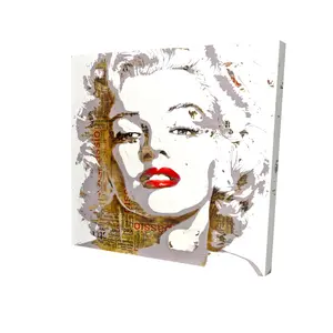212 MAIN Marilyn Monroe Typography Art Print - 24x24 in. Vibrant Vintage Brown Wall Artwork, Versatile Home Aesthetic Accent for Living Room