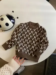 Boys' Soft Knitted Sweater, New Arrival Autumn Casual Pullover, Stylish Clothing, Round Neck Long Sleeve Top, Crew Neck Sweater, Casual Knitwear