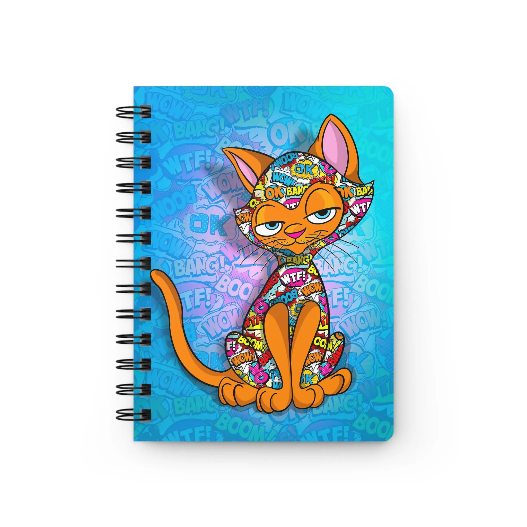 Sassy Cat Art - Colorful Pop Art Sassy Cat Spiral Bound Journal - Whimsical Notebook for Cat Lovers, Kawaii Gift for Birthdays, Journaling, Sketching, Fun Office Supplies