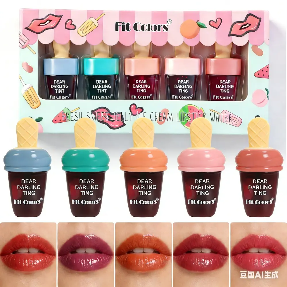 Moist Smooth Ice Cream Dyed Lipstick - Easy To Color Long-lasting Sweatproof No Cup Staining Hydrating Liquid Lipstick #MakeupEssential #IceCreamLiptint #TrendyLip