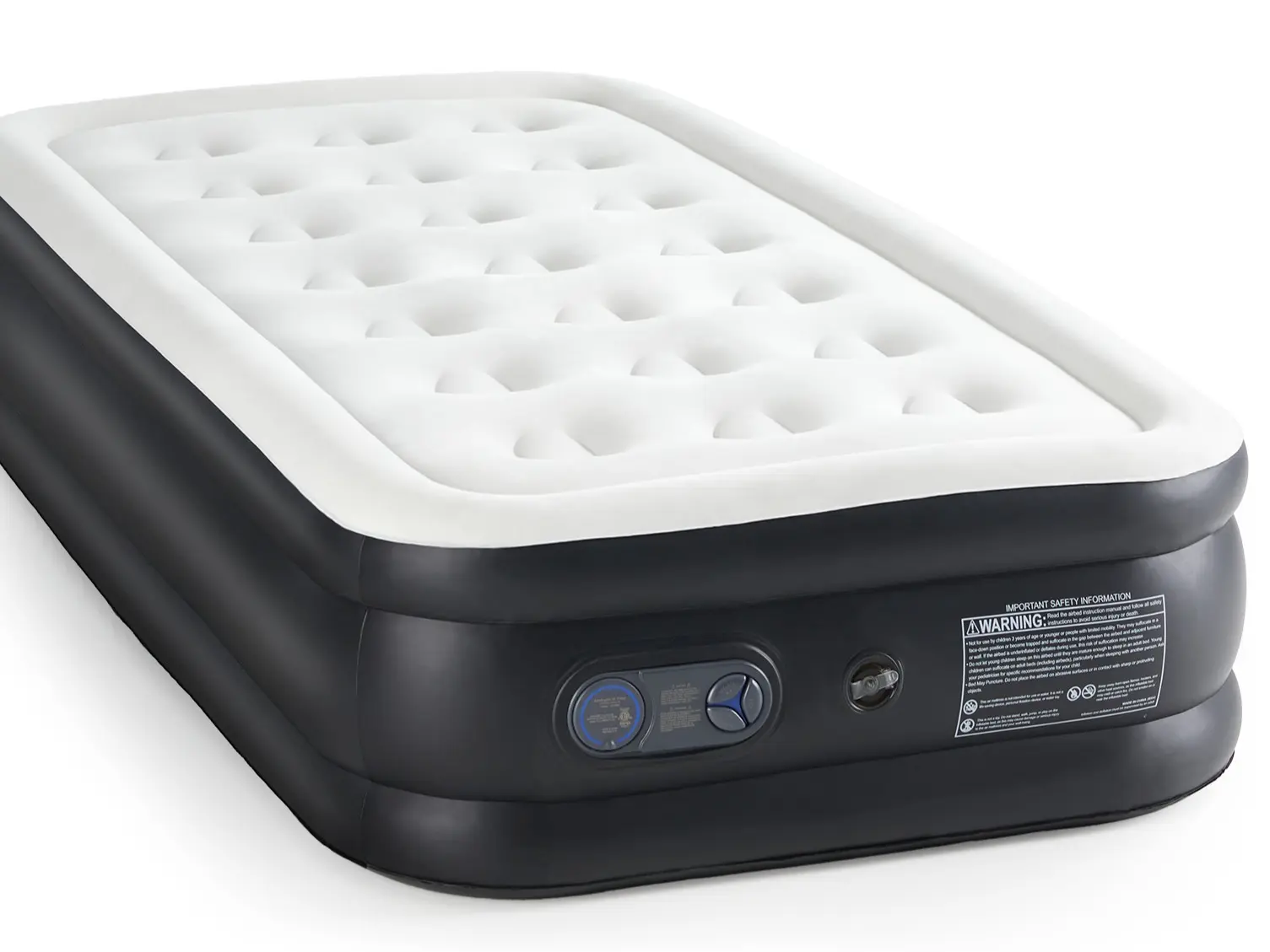 furnishflex air mattress - 18" inflatable blow up mattress airbed with built-in high capacity pump, double height, adjustable, non-slip bottom designa