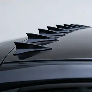 Glossy Black Shark Fin Roof Spoiler Vortex Generators, Universal Car Roof Decorative Fins, Sporty Racing Style Auto Exterior Accessories for Sedan and Coupe