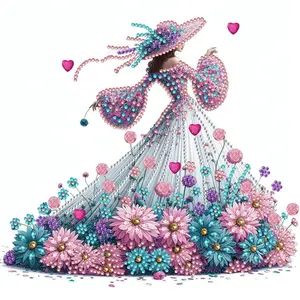 Flower & Lady Daisy Pattern DIY Diamond Arts Colorful Painting Handicraft Kit without Frame, DIY 5D Diamond Arts Colorful Painting for Home Wall Decor Diamond Painting Kits