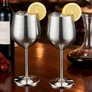 2 Pack Wine Glasses, 17oz/500ML Stainless Steel, Unbreakable & Portable, Ideal for Outdoor Travel Camping Pool