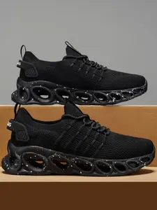 Knife Edge Hollow Out Shock Absorption Running Shoes, Lightweight Breathable Sporty Sneakers, All-Season Training & Commute Shoes, Mesh Running Shoes