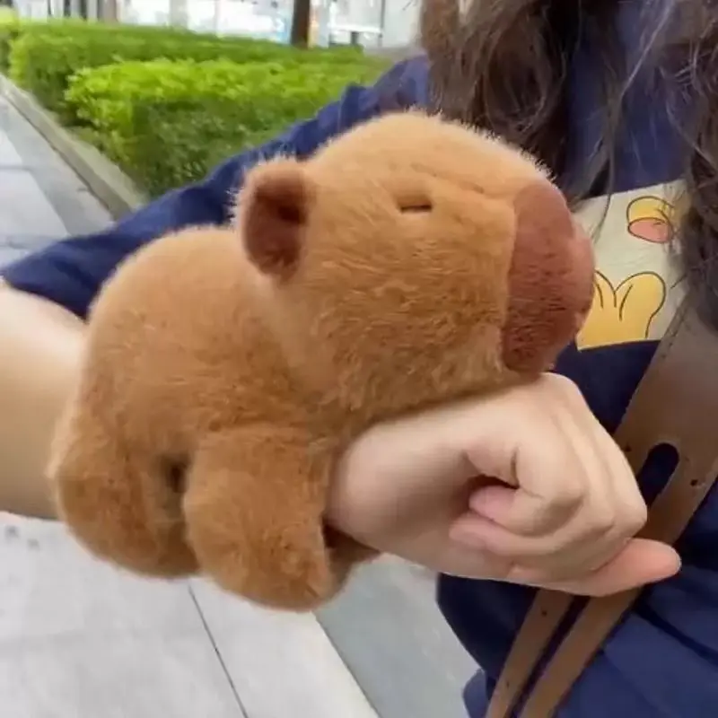 Capybara Snap Bracelet - Brown Plush Capybara Design with Soft Texture and Cute Features
