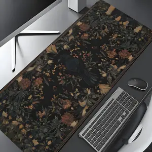 Vintage Floral Pattern Mouse Pad, Rectangle Gaming Mouse Pad, Non-slip Rubber Base Desk Keyboard Mat for Home Office, Desktop Accessory