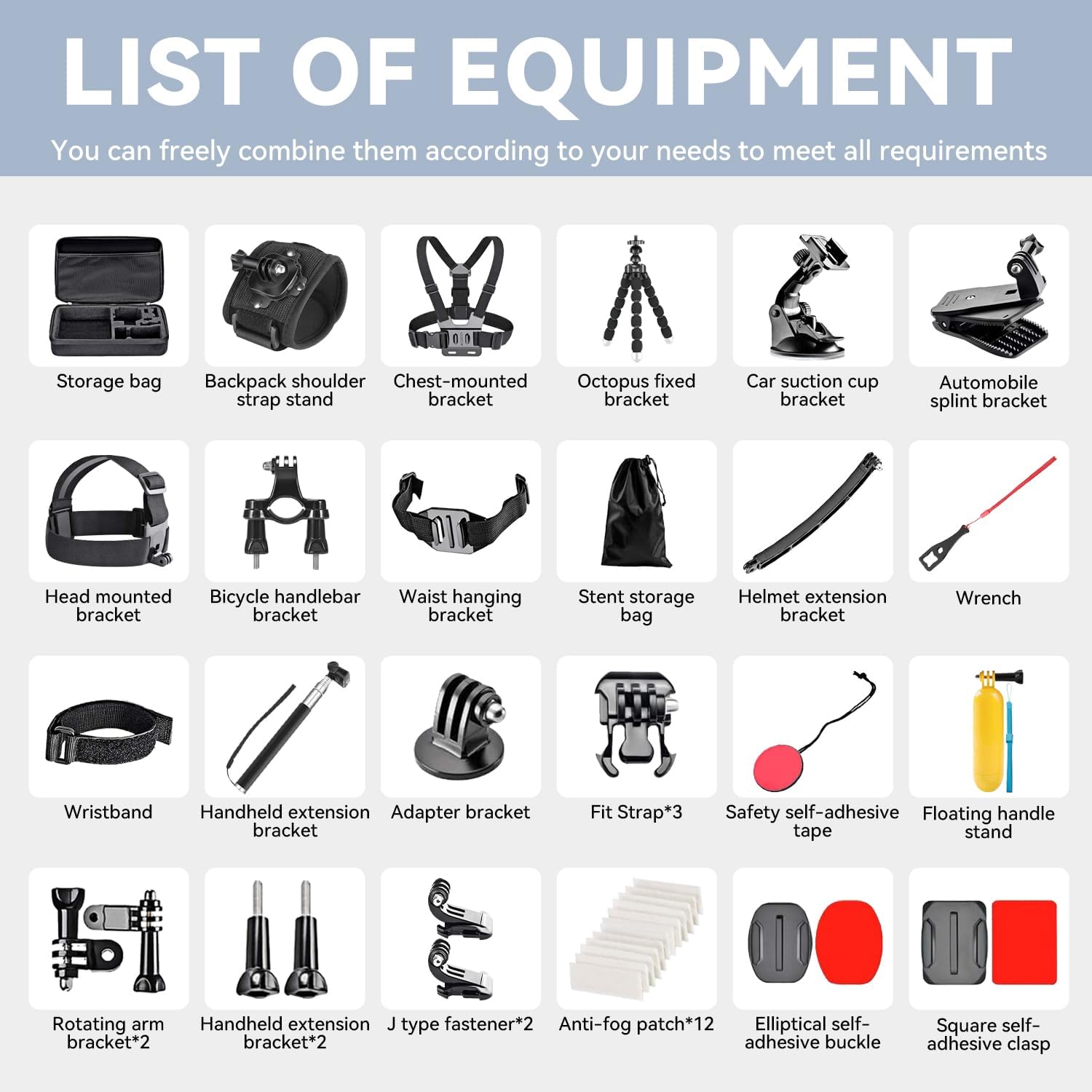 50 in 1 Action Camera Accessory Kit with Gopro Hero 12 11 10 9, DJI OSMO 4 3 2, Insta360 X3 X2 GO 3, SJCAM, DBPOWER, Campark, Sony Sports DV 50 in 1 Action Camera Accessory Kit with Gopro Hero 12 11 10 9, DJI OSMO 4 3 2, Insta360 X3 X2 GO 3, SJCAM, DBPOWER, Campark, Sony Sports DV