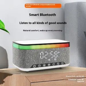 3-in-1 Mini Bluetooth Enabled Speaker - Durable ABS Built-in Compact Portable Speaker with Audio Playback, Desktop Night Light, Alarm Clock, Lighted Display, Gray, Bluetooth Enabled Speakers, Built-In Speakers