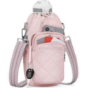 SYTRAH Insulated Water Bottle Bag Crossbody 40 oz Sling Purse for Walking Hiking with Phone Pocket & Secure Strap