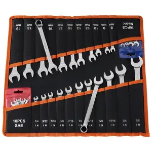 Summervibes VEVOR Combination Wrench Set, 42-Piece SAE and Metric, 12-Point Box End and 15 Angled Open End Combination Wrenches with Roll Up Pouch, Carbon Steel, for General Household and Automotive Repairs