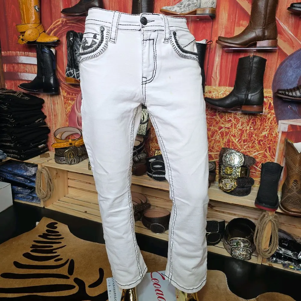 pantalon vaquero bordados el centenario color blanco para hombres stretch